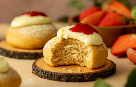 Przepis fitness: Donaty drożdżowe z dżemem i twarożkiem