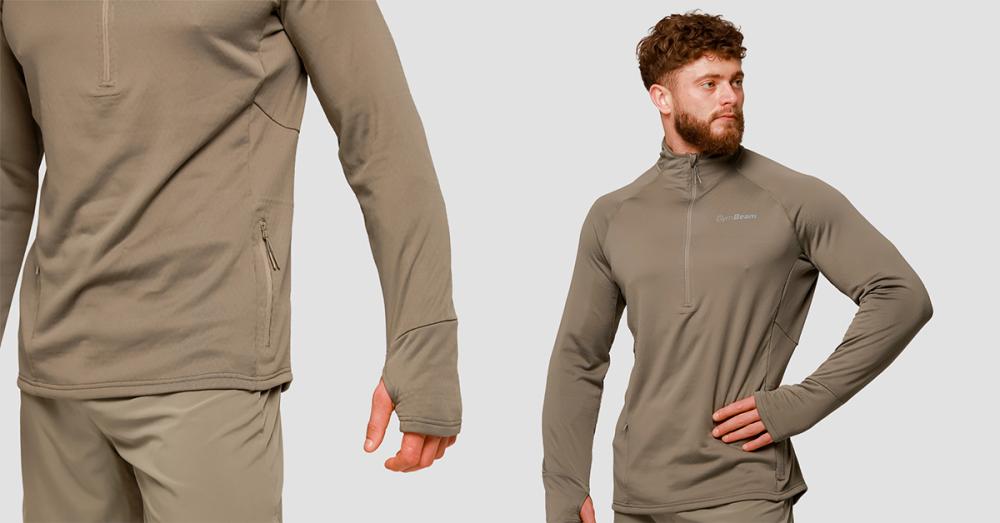 1/2 Zip Pulse Vetiver Running Sweatshirt - GymBeam