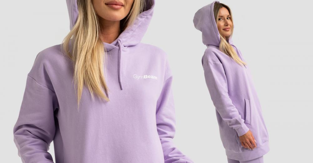 Damska bluza z kapturem Limitless Longline Lavender - GymBeam