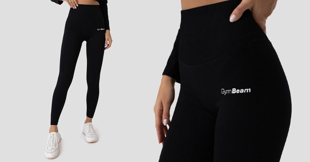 Damskie legginsy żebrowane FLO czarne - GymBeam