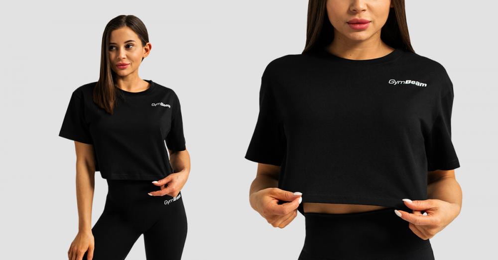 Damska koszulka Cropped Limitless Black - GymBeam