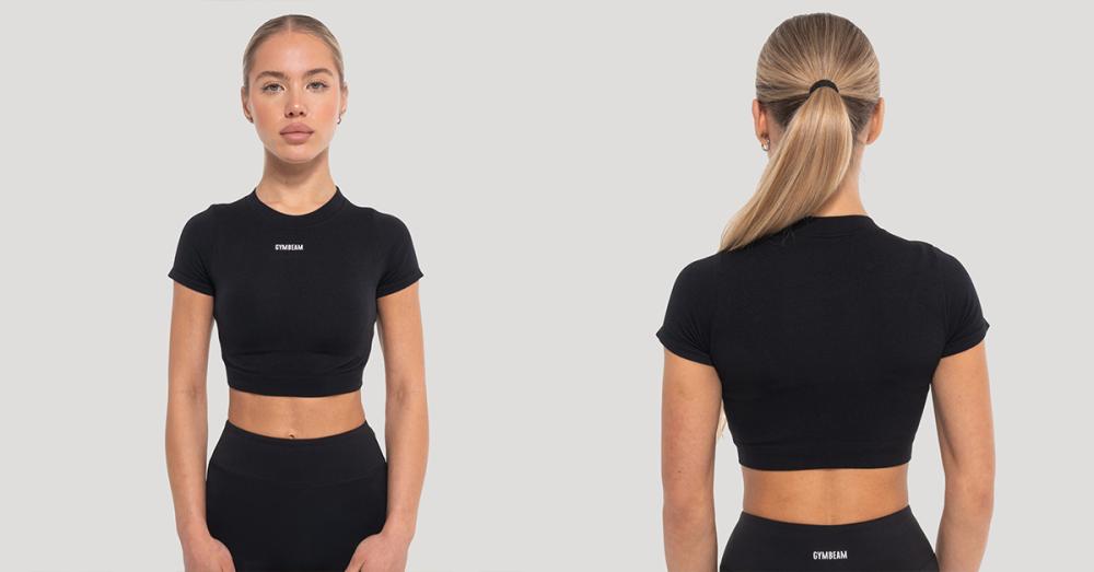 Women‘s Flow Crop Top Black - GymBeam