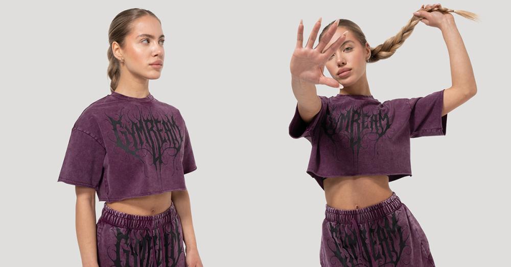 Women‘s Abyss Cropped T-shirt Raisin - GymBeam