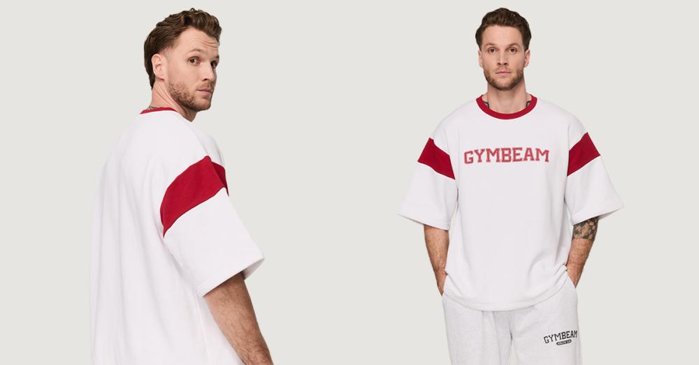 Premium Heavyweight Varsity T-Shirt White  - GymBeam