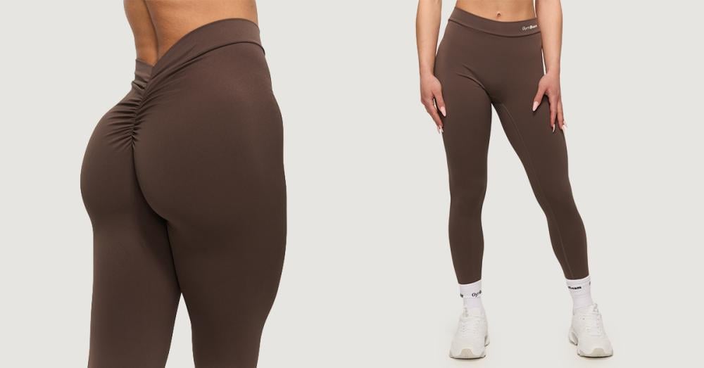 Women‘s Fierce V-back Leggings Cappuccino - GymBeam