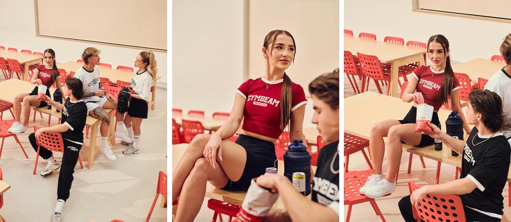 Women‘s Varsity T-Shirt Red - GymBeam