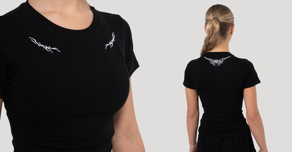 Women‘s Tribal Ribbed T-shirt Black - GymBeam