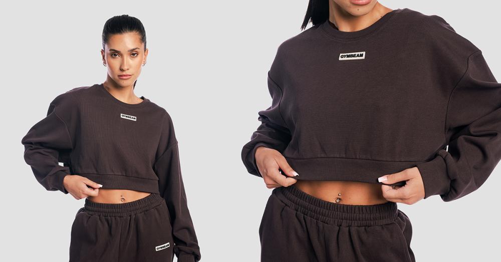 Dámská mikina Cropped Aura Tee Brown - GymBeam