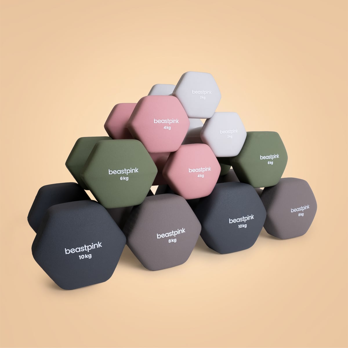 Neoprenowy hantel sześciokątny - BeastPink