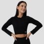 Damski Crop Top FLO Ribbed Black - GymBeam XL