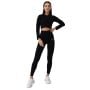 Damski Crop Top FLO Ribbed Black - GymBeam XL