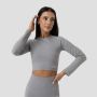 Damski Crop Top FLO Ribbed Grey - GymBeam S