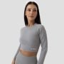 Damski Crop Top FLO Ribbed Grey - GymBeam S