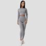 Damski Crop Top FLO Ribbed Grey - GymBeam S