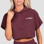 Damska bluza z kapturem Relay Cropped Fig - GymBeam S