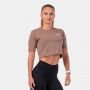 Damska koszulka Crop Top Minimalist Logo Brown – NEBBIA M