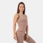 Damski Tank Top Organic Cotton Ribbed Brown - NEBBIA XS