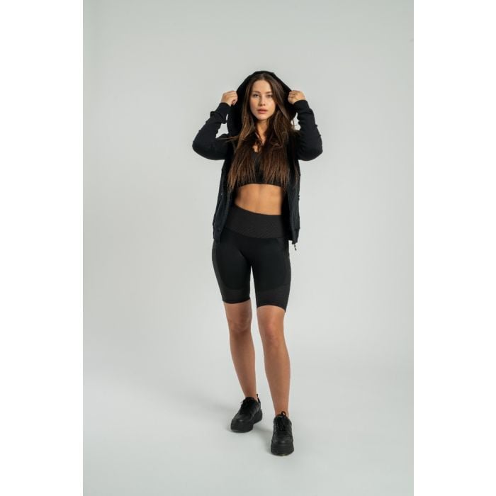 Damska bluza na zamek z kapturem Nova Black - STRIX S