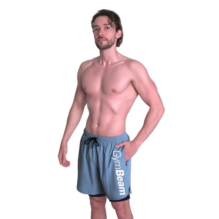 Szorty 2in1 Essence Blue - GymBeam L