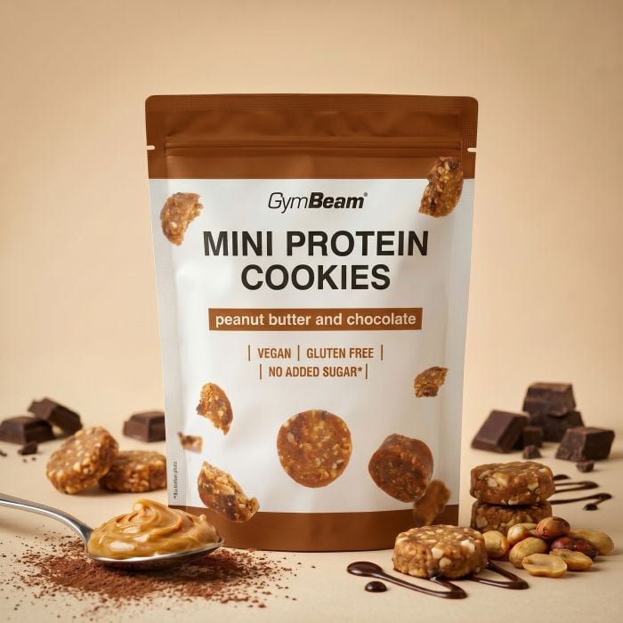 Mini ciastka proteinowe - GymBeam 100 g - czekolada z masłem orzechowym