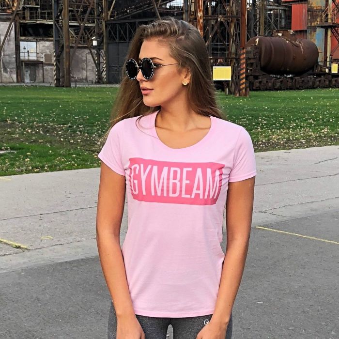 Damska koszulka Box Logo Light Pink Pink - GymBeam