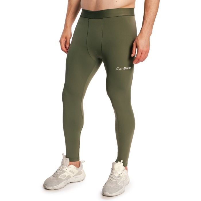 Męskie legginsy Combat Olive Grey - GymBeam L