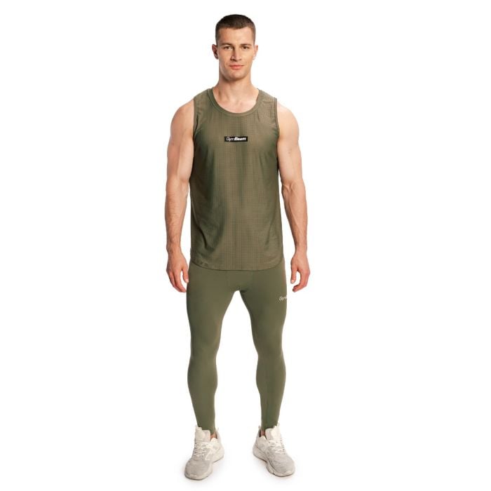 Męskie legginsy Combat Olive Grey - GymBeam L