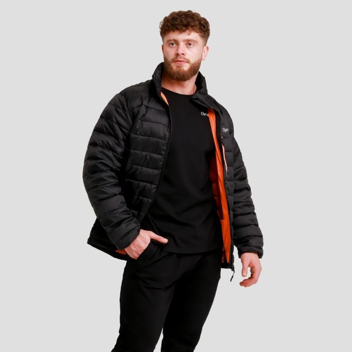 Męska kurtka Puffer Black/Orange - GymBeam L
