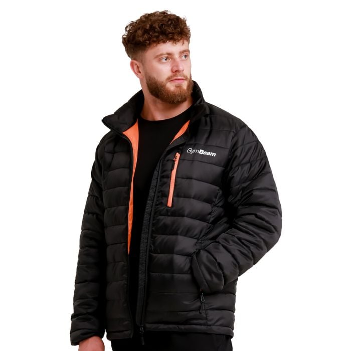 Męska kurtka Puffer Black/Orange - GymBeam L