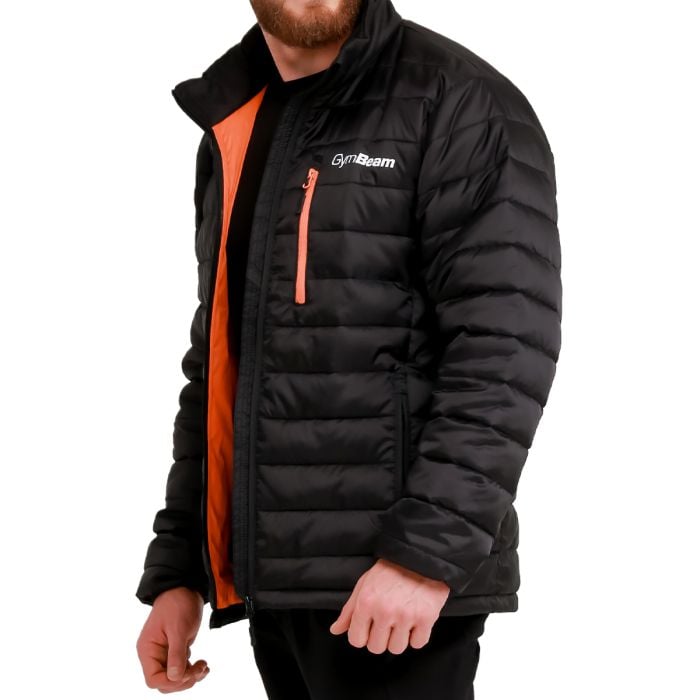 Męska kurtka Puffer Black/Orange - GymBeam L