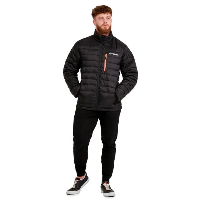 Męska kurtka Puffer Black/Orange - GymBeam L