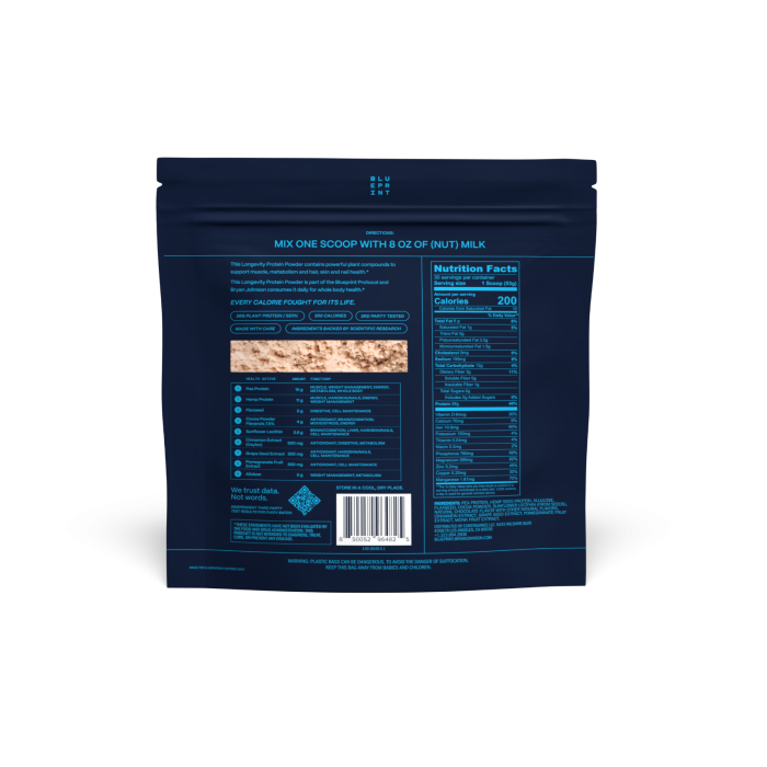 Longevity Protein - Blueprint by Bryan Johnson 1581 g - czekolada