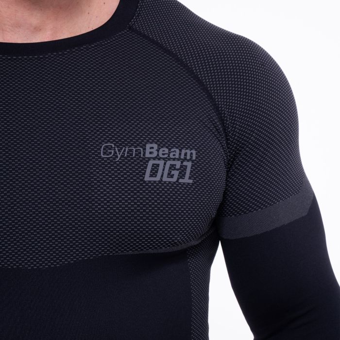 OG1 Bezszwowy longsleeve Black/Grey - GymBeam XL