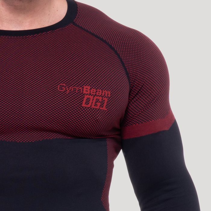 OG1 Bezszwowy longsleeve Black/Red - GymBeam L