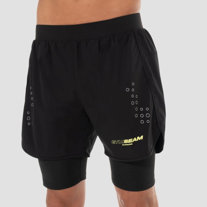 Spodenki 2w1 Pace Black - GymBeam L