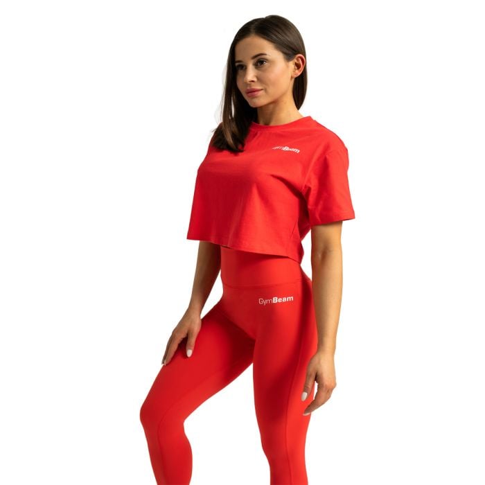 Damska koszulka Cropped Limitless Hot Red - GymBeam L