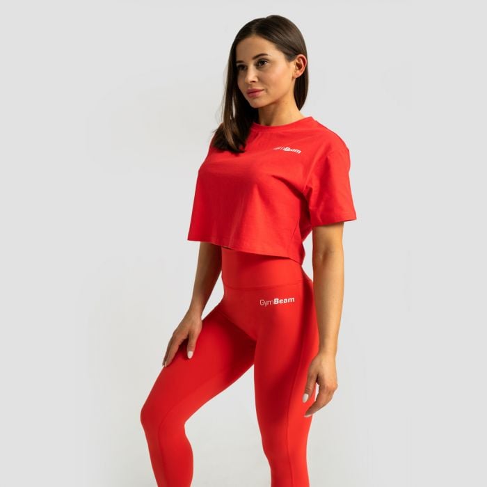 Damska koszulka Cropped Limitless Hot Red - GymBeam L
