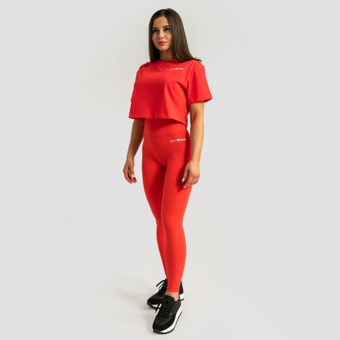 Damska koszulka Cropped Limitless Hot Red - GymBeam L