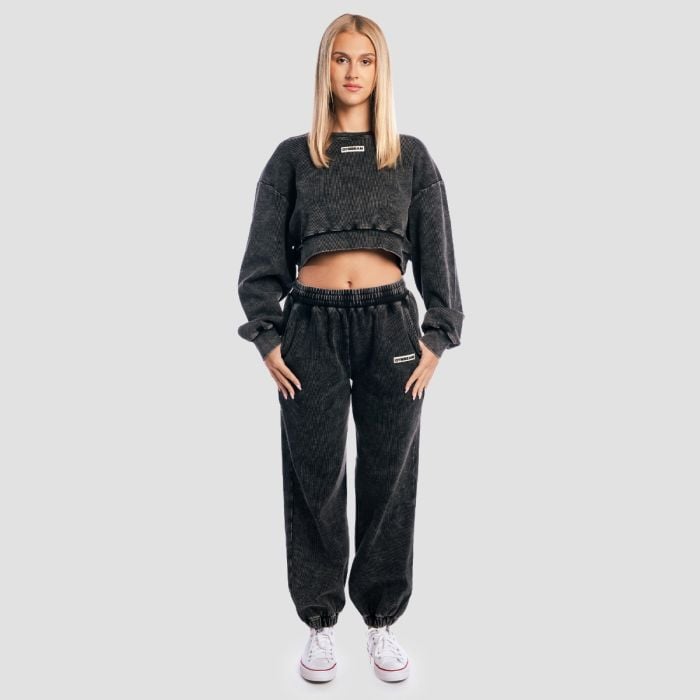 Damskie spodnie dresowe Aura Washed Black - GymBeam M