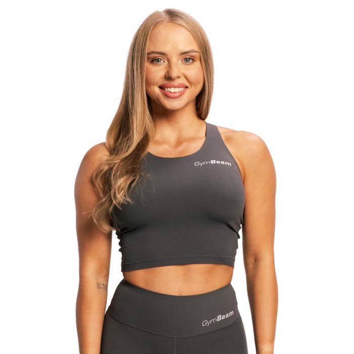Damski Top Sportowy BEAT Charcoal - GymBeam XXL
