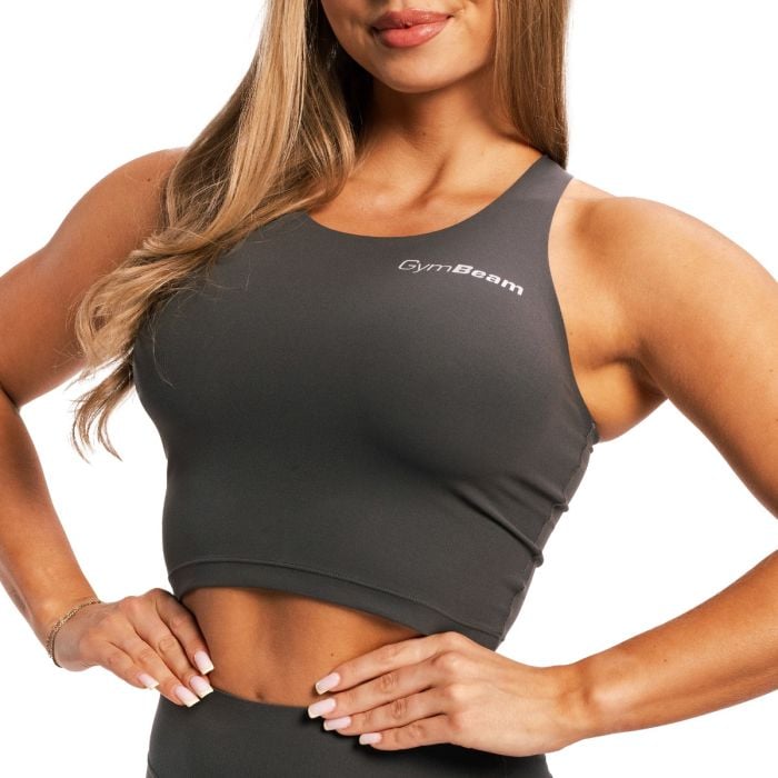 Damski Top Sportowy BEAT Charcoal - GymBeam XXL