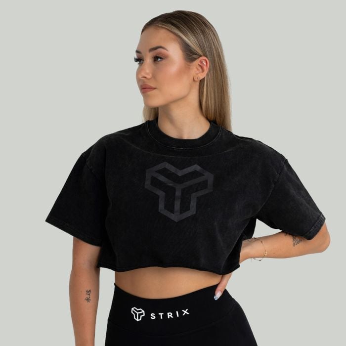 Crop Top damski Washed Black - STRIX S