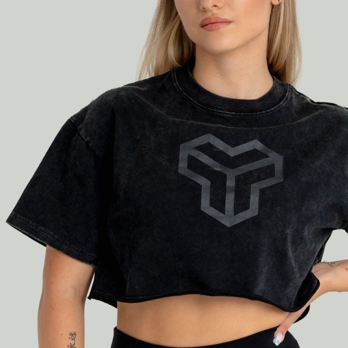 Crop Top damski Washed Black - STRIX S