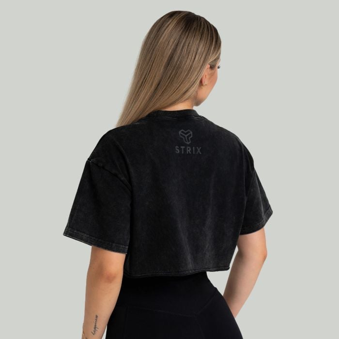 Crop Top damski Washed Black - STRIX S