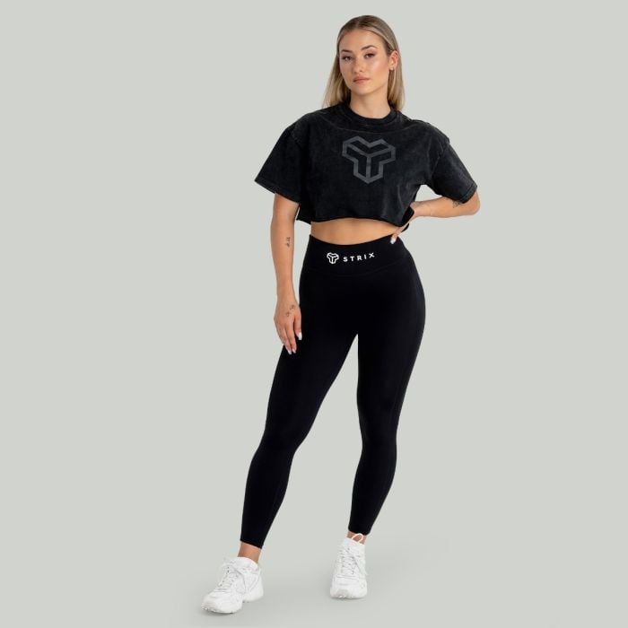 Crop Top damski Washed Black - STRIX S