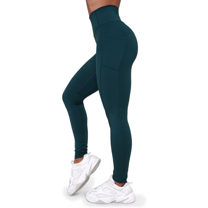 Damskie leginsy Ignite Dark Green - GymBeam S