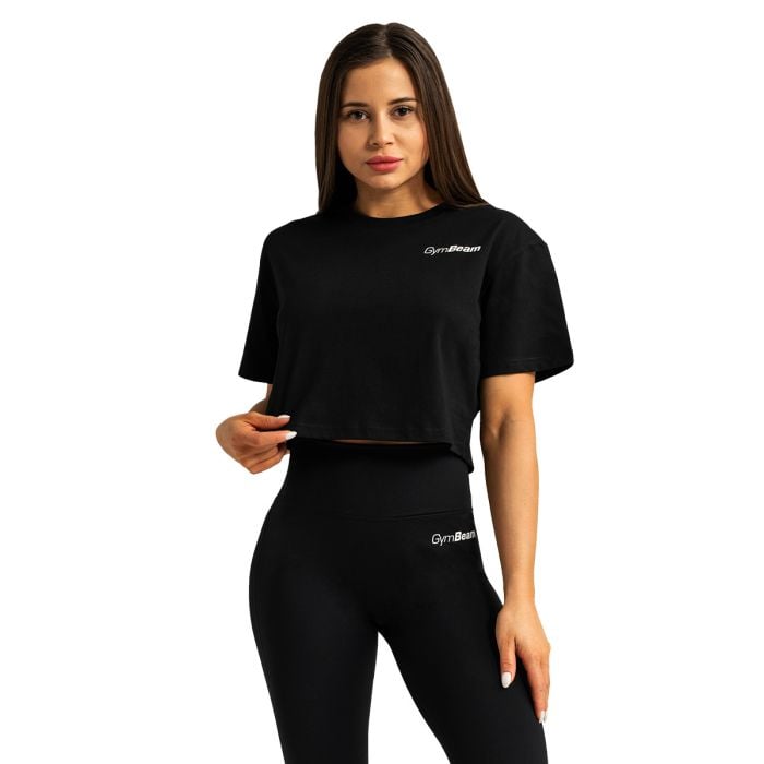 Damska koszulka Cropped Limitless Black - GymBeam S