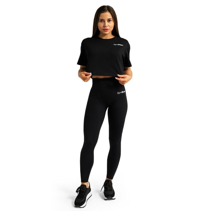 Damska koszulka Cropped Limitless Black - GymBeam S