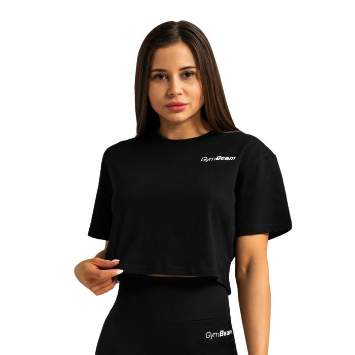 Damska koszulka Cropped Limitless Black - GymBeam S