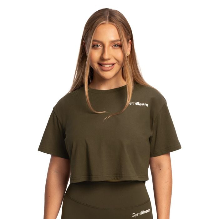 Damska koszulka Cropped Limitless Espresso - GymBeam M